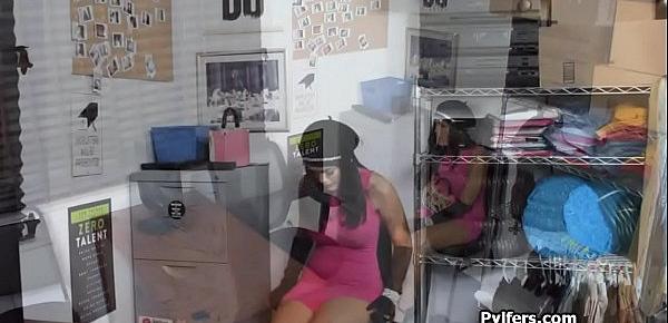  Big tit Brazilian teen thief fucked hard by the security guard